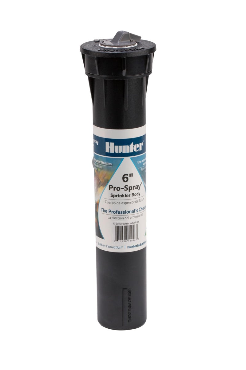Hunter PROS-06 6" Pop Up Sprinkler Body, Heavy Duty Irrigation Replacement with Flush Cap, No Nozzle Included, Fits Standard Female Thread Nozzles, Body Only for Lawn & Garden Systems - Image 1